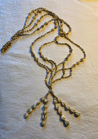 Vintage cowrie shell plant hanger