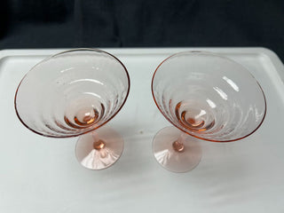 Pink Rippled Champagne Glasses