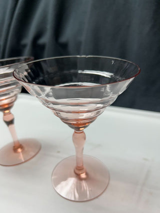 Pink Rippled Champagne Glasses