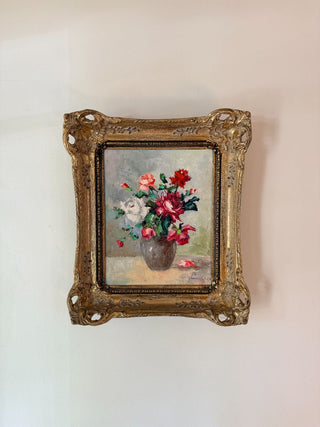 Signed Impasto Floral Still Life Painting on Canvas