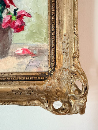 Signed Impasto Floral Still Life Painting on Canvas