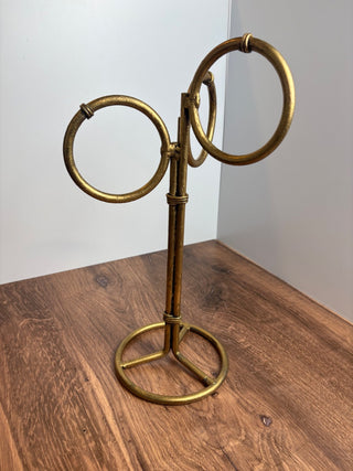 Vintage Hollywood Regency Gold Gilt Metal Bamboo Guest Towel Stand