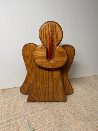 Wooden Angel w/Small Red Candle