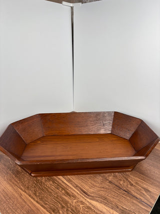 Vintage Rectangular Octangular Wooden Bowl