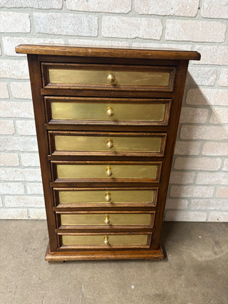 Vintage 7 Brass Front Drawer Chest (Italy)