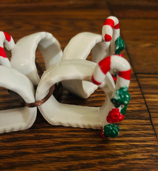 Candy Cane Ceramic Napkin Rings (set of 4)