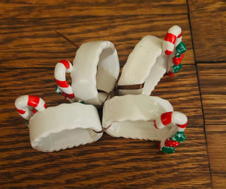 Candy Cane Ceramic Napkin Rings (set of 4)