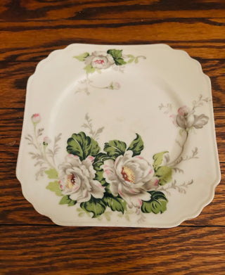 Vintage White Dahlia Square Plate