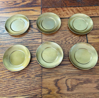 Set of 6 Brass Saucers