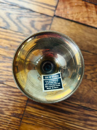 Brass Goblet Style Candle Holder with Christmas Trees