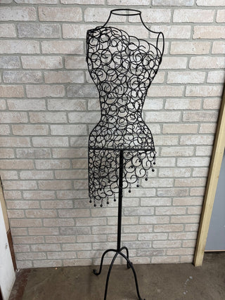 Metal Mannequin with Beaded Trim on Stand