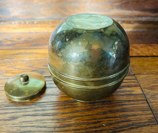 Vintage Brass Lidded Tea Caddy