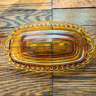 Vintage Amber Sugar and Creamer Set with Tray