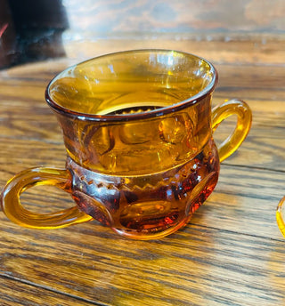 Vintage Amber Sugar and Creamer Set with Tray