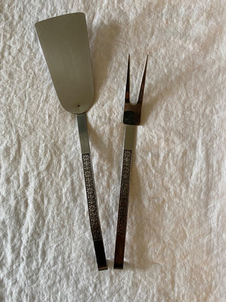 Vintage MCM stainless steel Interpur Japan grilling tools (set of 2)
