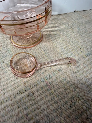 Vintage Pink Glass Compote Bowl w/Ladle