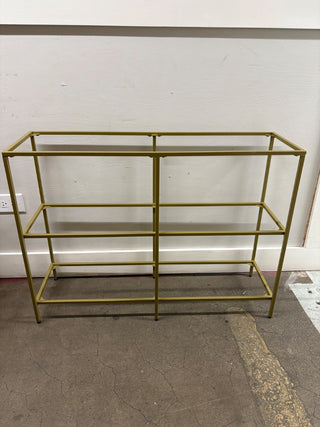 3 Tier Gold Metal & Glass Console Table