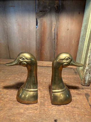 Set of Two (2) Vintage Brass Duck Bookends