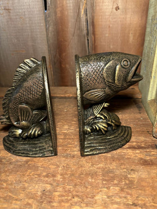 Set of Two (2) Brass Fish Bookends