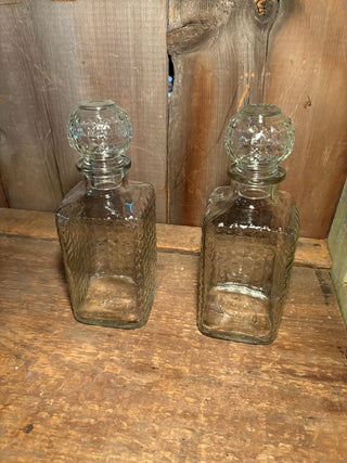 Set of Two (2) Glass Decanters with Glass Stopper