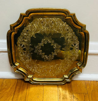Vintage Gold Etched Serving Tray