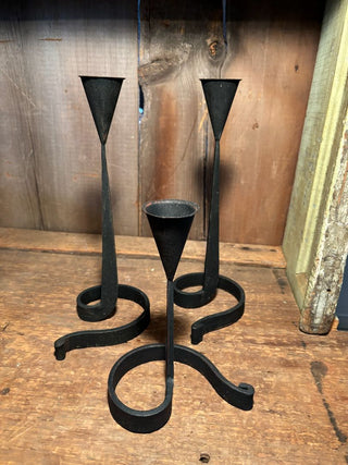 Set of Three (3) Wrought Iron Candle Holders