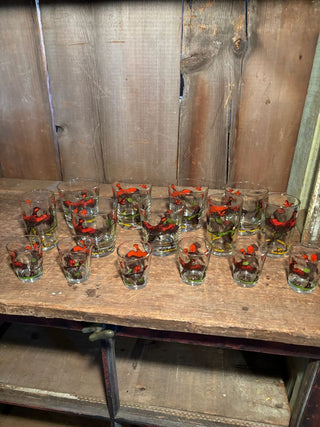 Set of  Sixteen (16) Vintage Hazel Atlas 1950's Pheasant Hunting Glasses