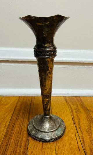 Vintage Silver Plate Trumpet Vase