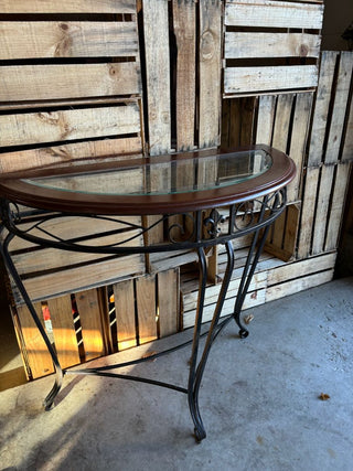 Glass Top Half Circle Hall Table