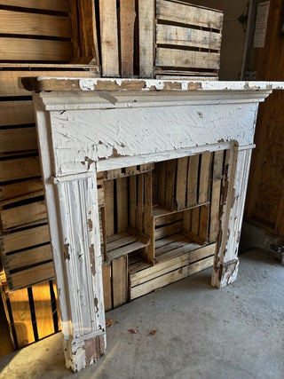 White, Chippy Wooden Mantel