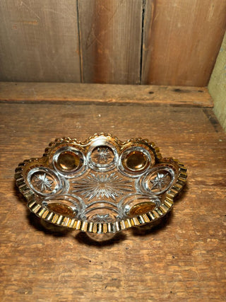 Glass Dish / Clear and Gold