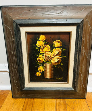 Vintage Yellow Floral Oil Painting