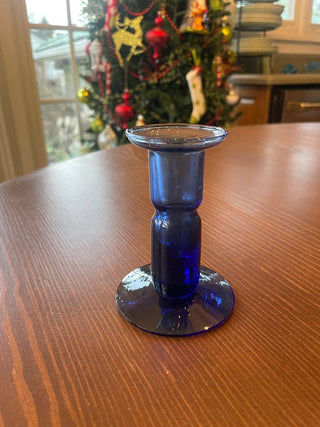 Blue Single Taper Candlestick Holder