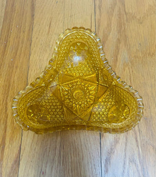 Vintage Amber Pressed Glass Candy Dish
