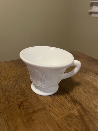 Vintage Milk Glass Grape Embossed Tea Cup