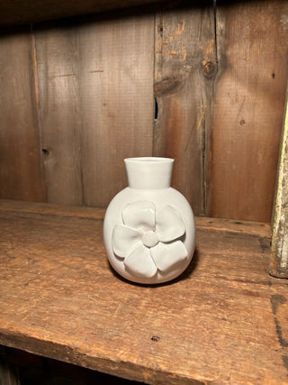 White Ceramic Vase with Flower