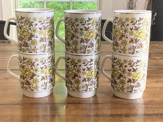 Vintage Floral Stacking Mugs 6pc