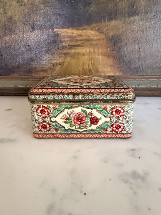 Rectangular Dutch Floral Tin Box