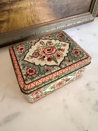 Rectangular Dutch Floral Tin Box
