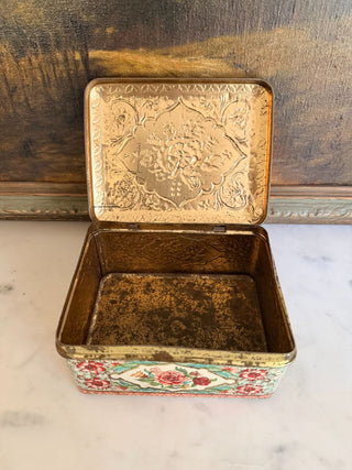 Rectangular Dutch Floral Tin Box
