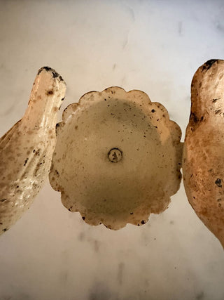 Cast Iron Bird Bath Figurine w/ Two Rotating Birds