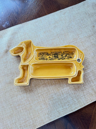 Vintage Ceramic Dachshund-Shaped Hot Dog Serving Tray