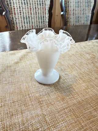 Silver crest Spanish Lace Fenton Vase