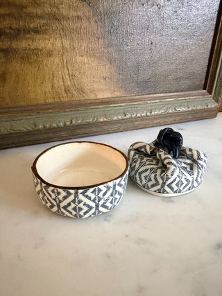 Japanese Ceramic Drawstring Pouch Lidded Box