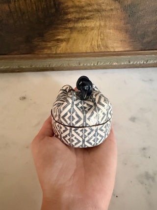 Japanese Ceramic Drawstring Pouch Lidded Box