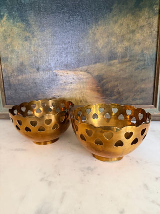 Punched Heart Brass Bowl