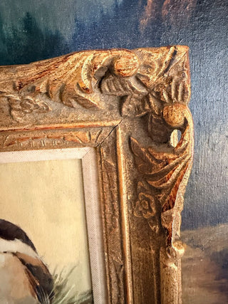 Signed Lemon Chickadees Oil Painting