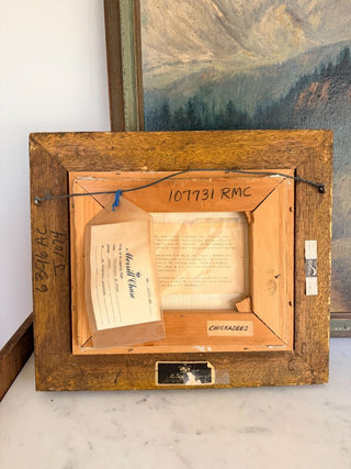 Signed Lemon Chickadees Oil Painting