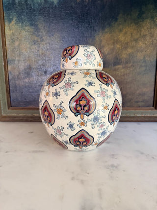 Hand-Painted Chinese Ginger Jar w/ Floral Motifs