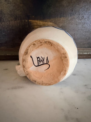 Hand-Painted Spanish Pitcher w/ Classic Cobalt & Green Floral Banding